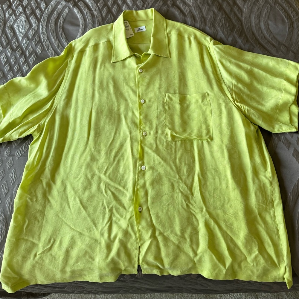 Men's Light green Brioni short sleeve button up size 2XL